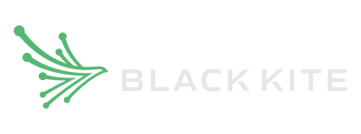 Black Kite horizontal logo for dark background
